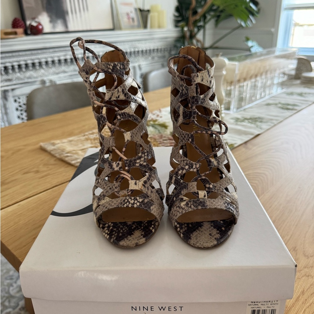 Nine West Python Lace Up Heels